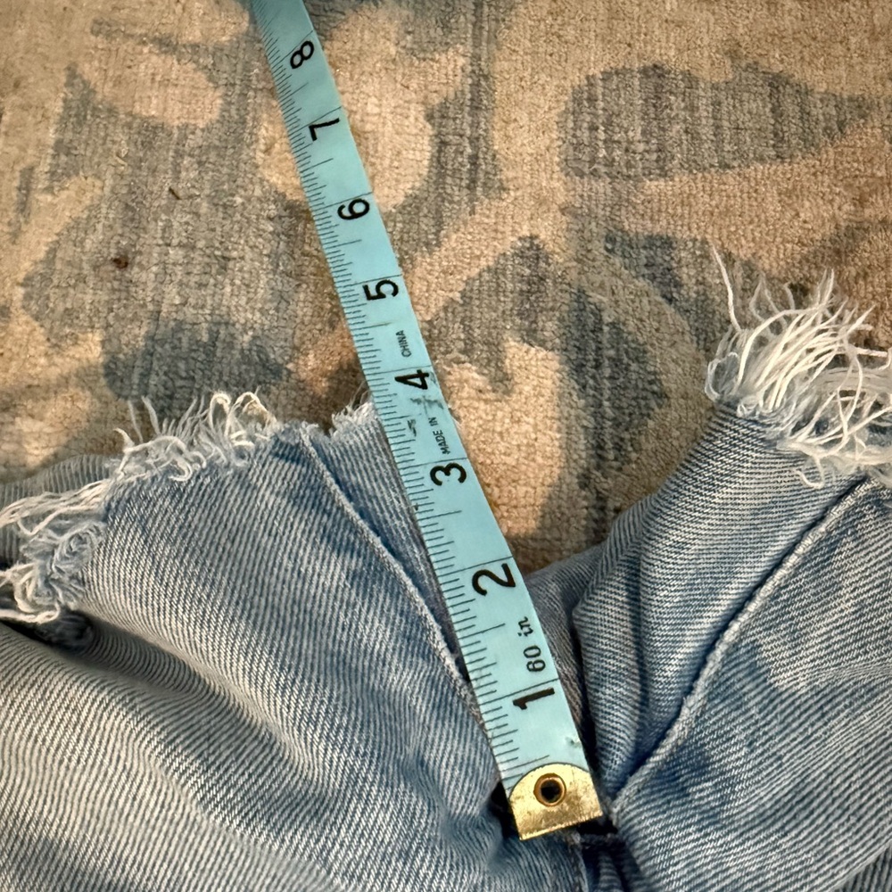 Agolde Light Blue Distressed Jean Shorts - Picture 7 of 7